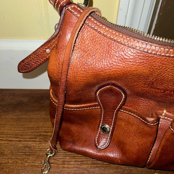 Dooney & Bourke Vintage Florentine Vacchetta Leather Shoulder Satchel Bag Brown - Picture 6 of 16